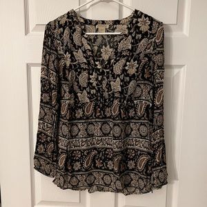 Lucky Brand navy floral print blouse